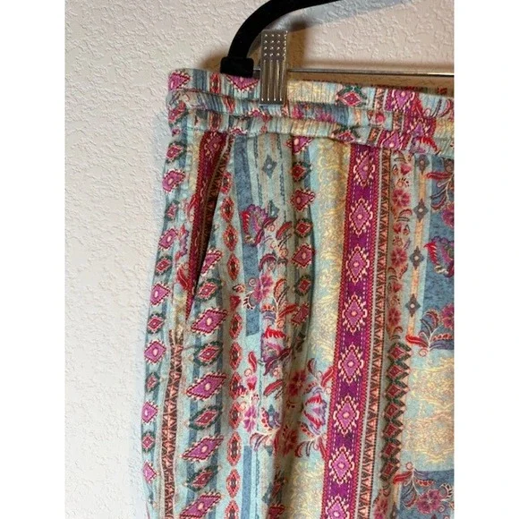 Sundance Womens XL Cotton Bohemian Patchwork Drawstring Jogger Pants Sz XL - Picture 8 of 9